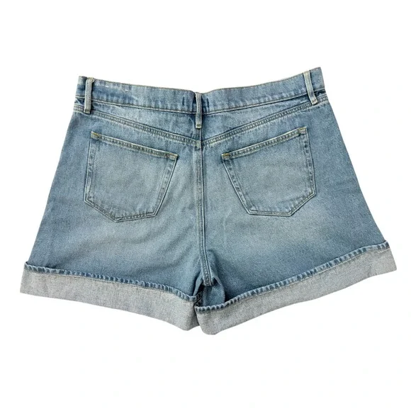 LOFT High Rise Cuffed‎ Denim Shorts Women Size 14 Light Wash Distressed - Picture 5 of 8